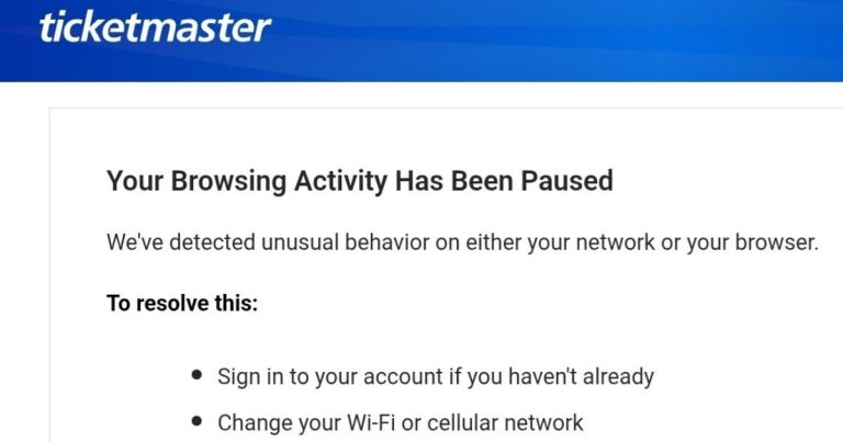 How to Fix Ticketmaster 'Your Browsing Activity Has Been Paused' Error